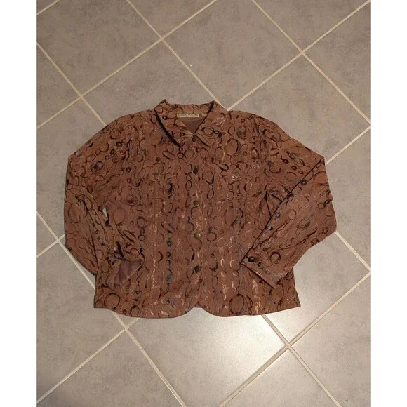 Women’s Bamboo Traders SZ L Jacket Microfiber Collar Brass Snaps Pockets - Picture 11 of 11